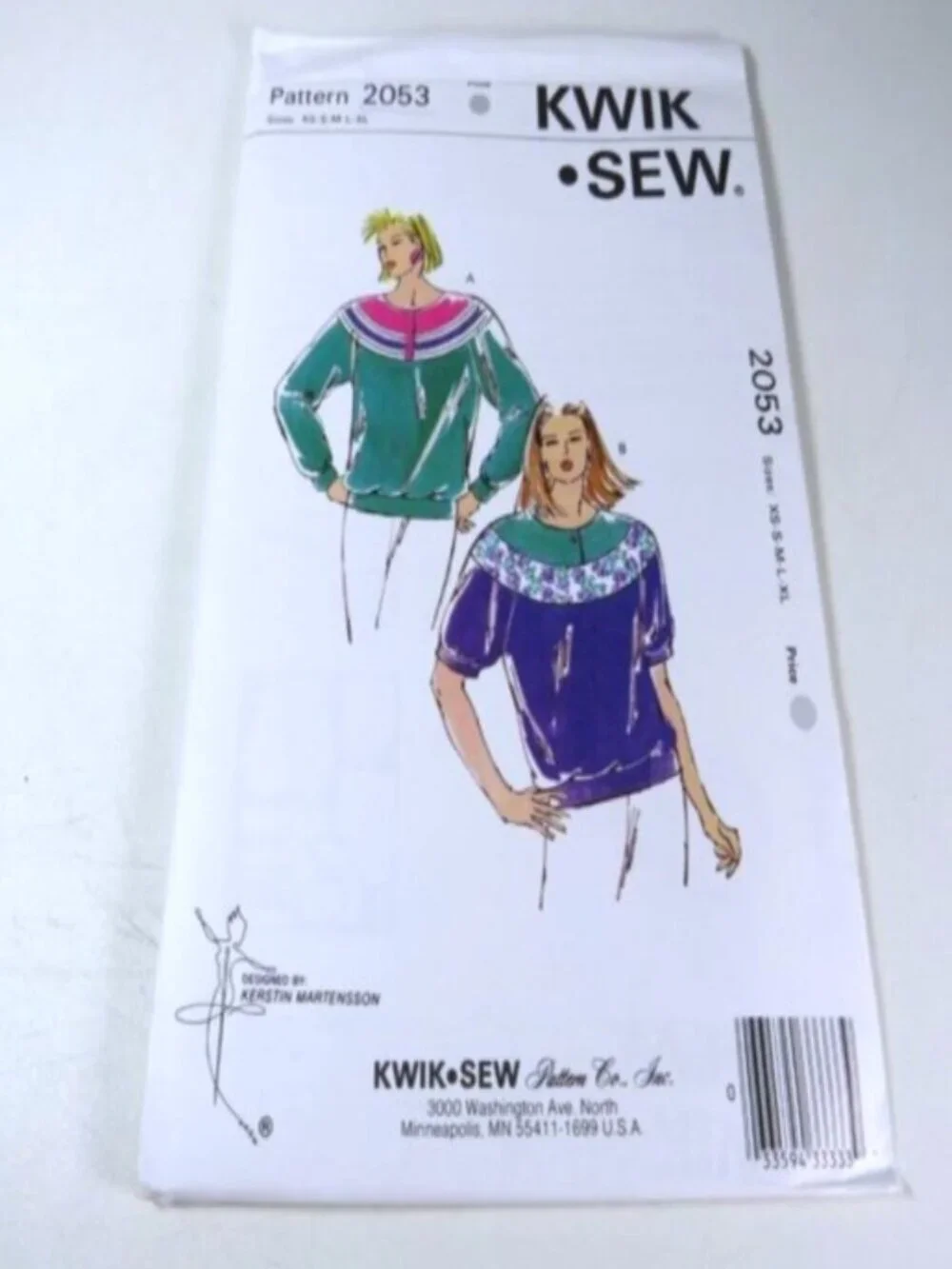Vintage Kwik Sew 2053 | Misses' Oversized Sweatshirts Pattern | XS-XL UNCUT NEW